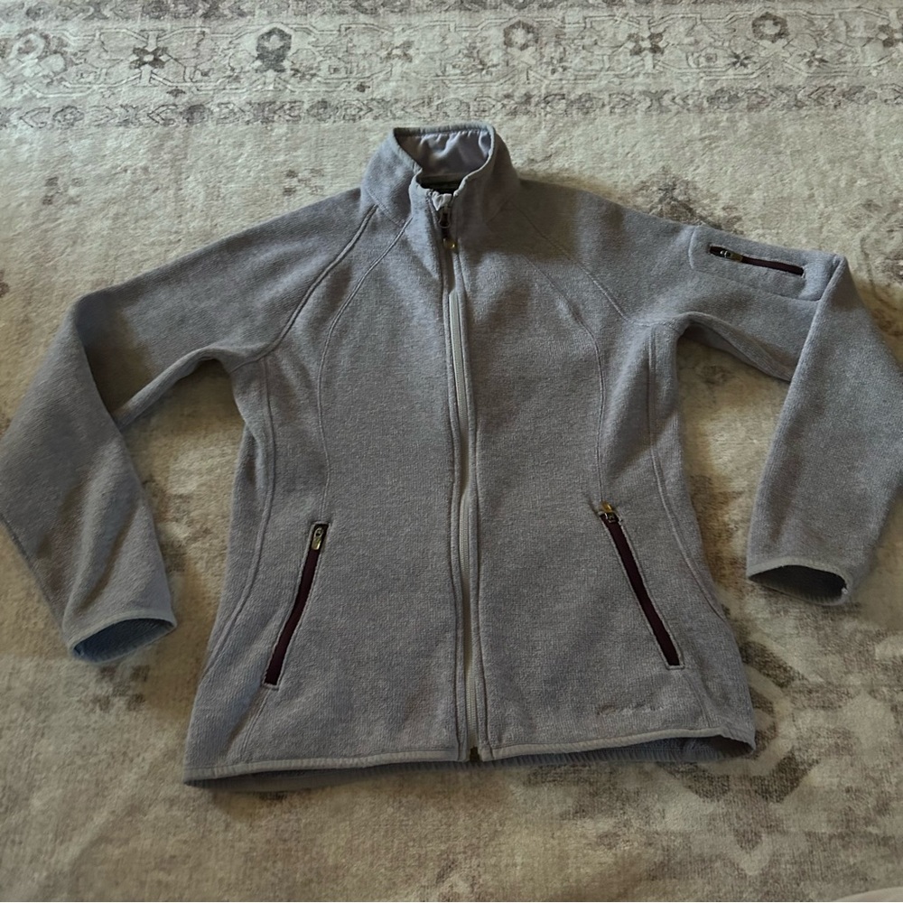 Eddie Bauer Full Zip Jacket Fleece Light Purple M Gorpcore Hiking Granola Girl
